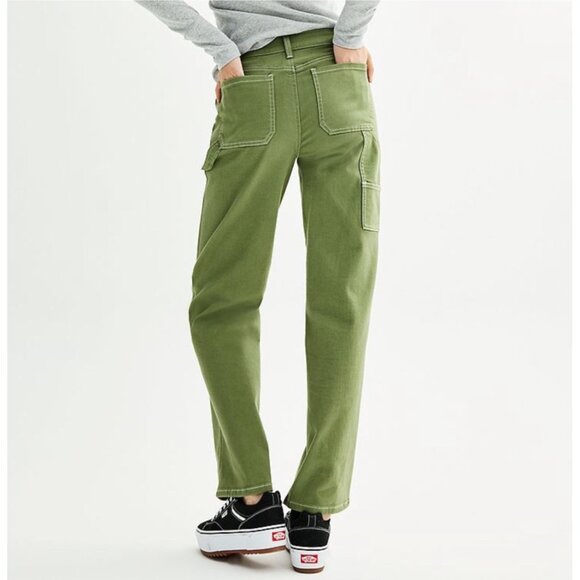 So High Rise Carpenter Jeans Dad Pants - Green - size 17‎ / 33 NEW - Picture 2 of 8